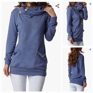 Lavaca VTG  Blue Cowl Neck Tunic Top Size Medium